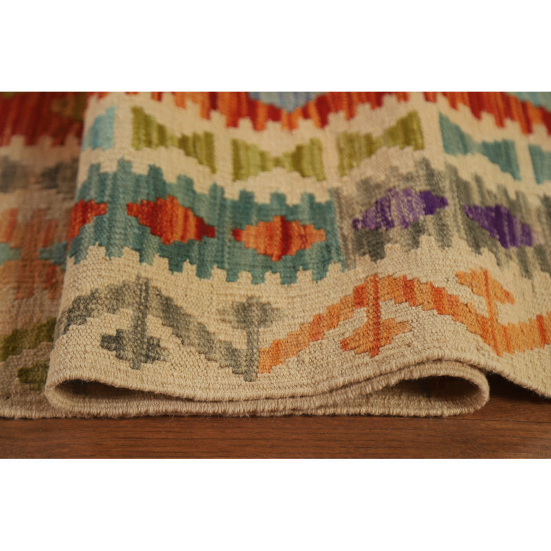 Tapis réversible en laine Kilim 10 x 13