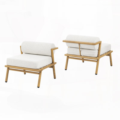 Fauteuil club d'extérieur en fer au fini teck
