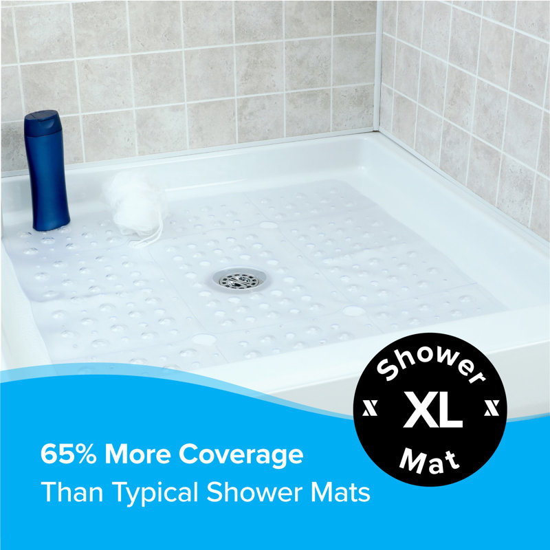 Clear Extra Large Non-Slip Square Shower Mat, 27"