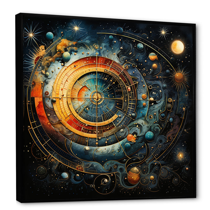 Celestial Astrology Galaxy Collage IV - Astrology, art mural, Cadre flottant noir, H 30 po x l 30 po x P 1,5 po