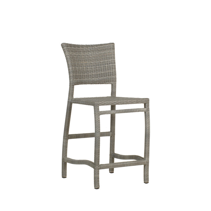 Skye 24" Patio Bar Stool with Cushion, Welt, Indigo Velvet, Oyster