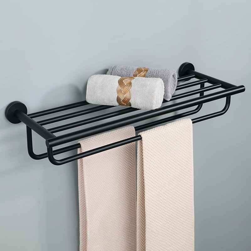 2 Wall Towel Rack, Black