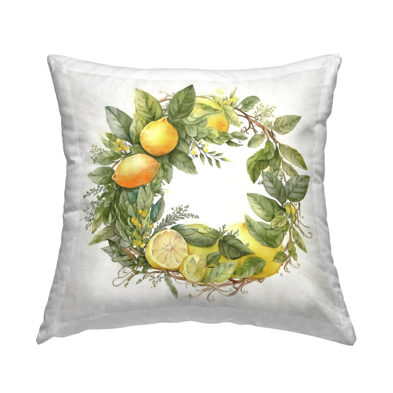 Coussin décoratif à motif de couronne de citron et d'agrumes par Ziwei Li