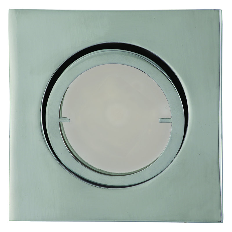 7.5cm Recessed Downlight Square Housing, Polished chrome, LED warm white circular board (COB) 12W