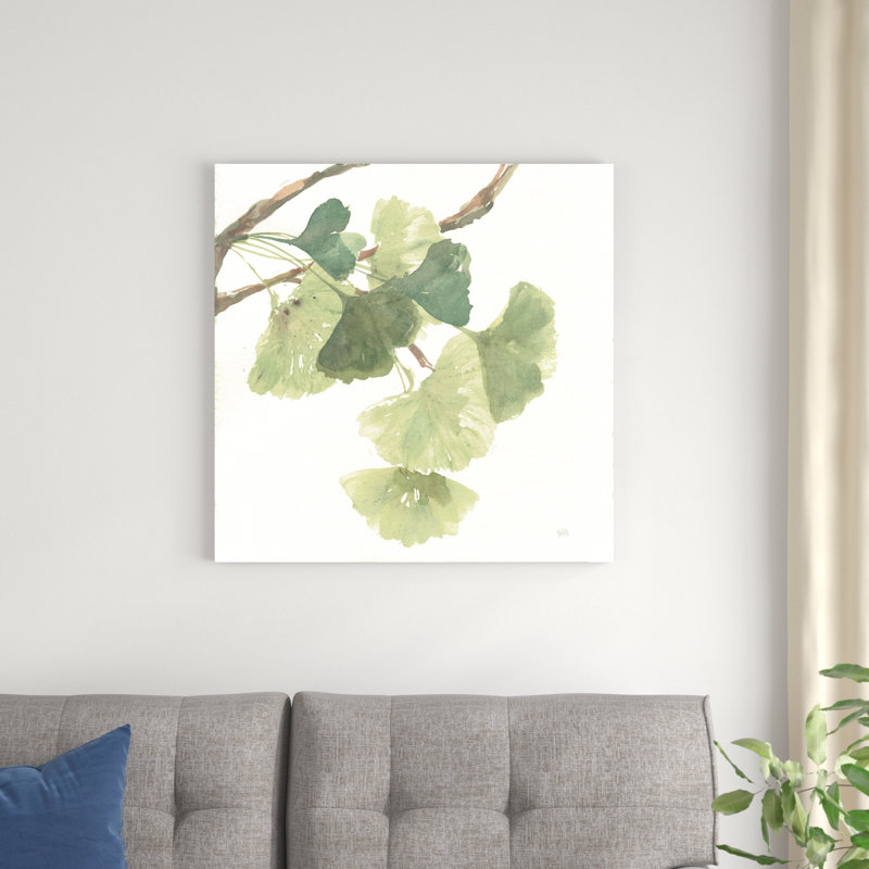 Feuilles de gingko I sur blanc, H 30 po x l 30 po x P 1,25 po