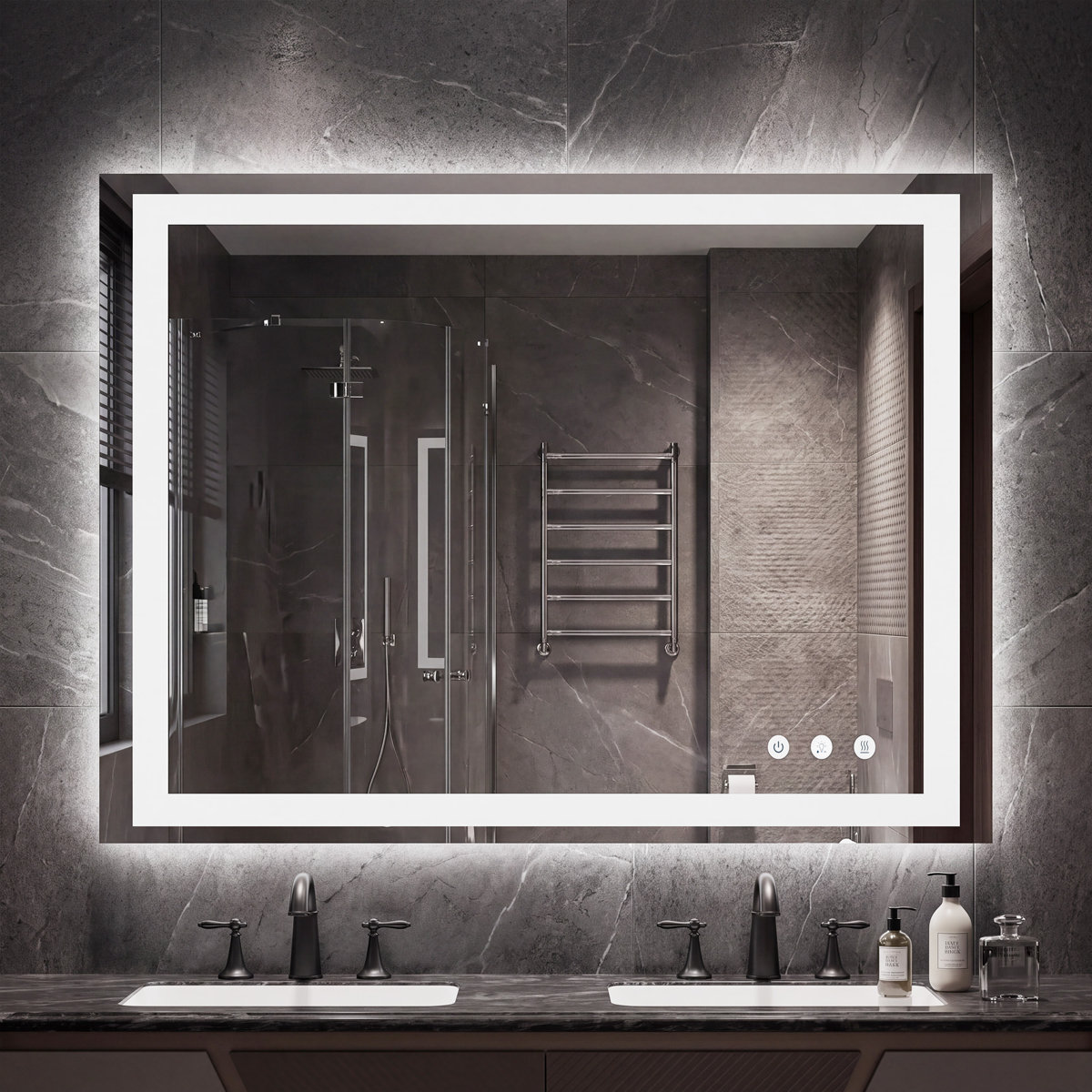 48" x 36" East Urban Home UL Certified LED Bathroom Vanity Mirror with Anti-Fog, Dimmable Front and Backlit Lights, Tempered Glass