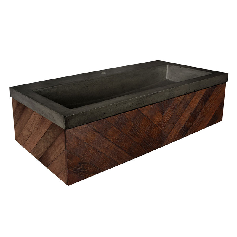 Vintner 36" Wall-Mounted Single Bathroom Vanity Set, Slate, Chardonnay , Single Faucet Hole