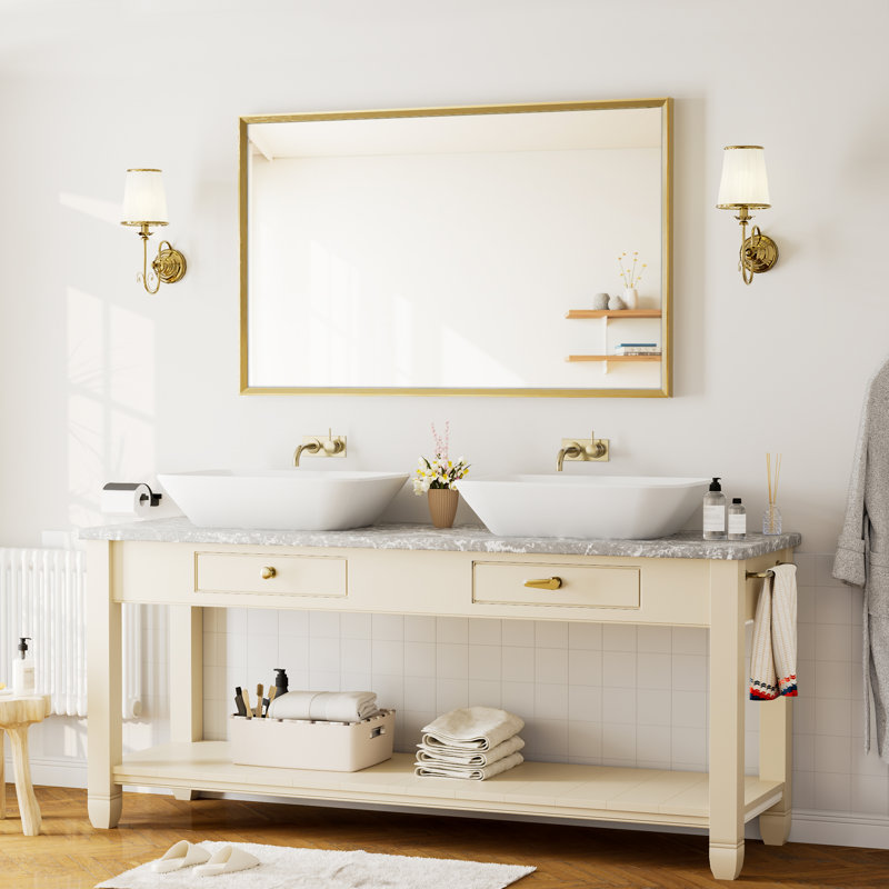 Miroir de salle de bain, Doré, 30''×48''