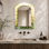 Miroir mural beige à motif floral arqué - Golden Prairie Light, impression métallique