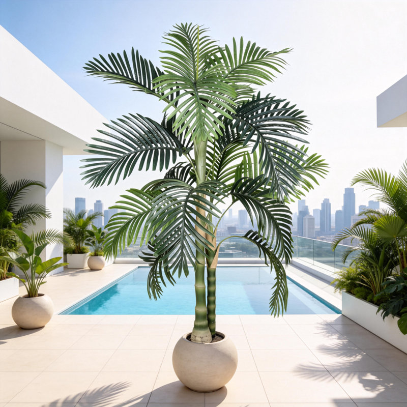 Palmier artificiel, plante tropicale artificielle pour la maison et le patio, H 60 po x l 37 po x P 37 po