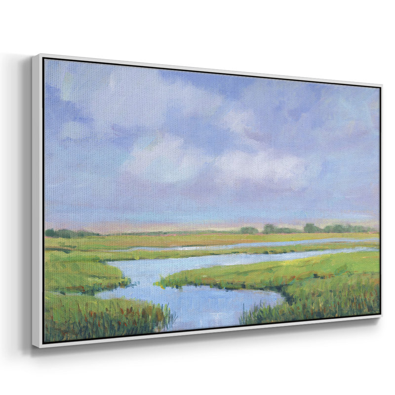 Summer Marsh II, reproduction d'art sur toile, Cadre blanc, H 17 po x l 25 po x P 2 po
