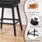 Swivel Bar Stools Set of 2, PU Leather Bar Chairs with Button Tufted Front and Ring Pull Back, 26" Counter Height Stools with Solid Wood Legs for Kitchen Island or Bar, Black-2021062666