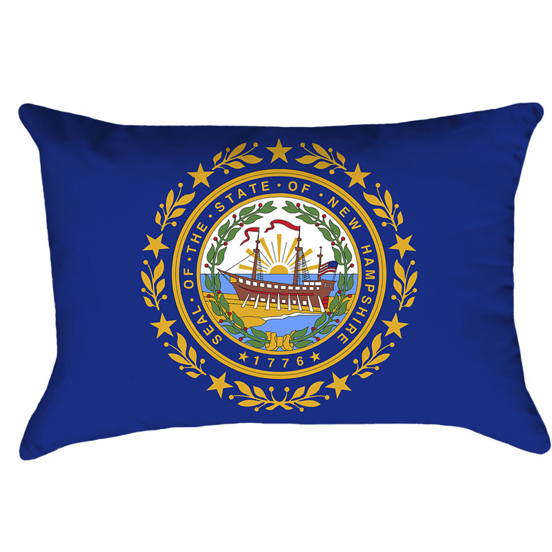 Drapeau new hampshire, Croisé en coton - Fermeture à glissière dissimu, Coussin lombaire, Polyester