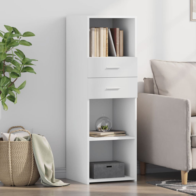 Borough Wharf Highboard Engineered Wood, White, 48.8" H x 15.7" W x 16.7" D