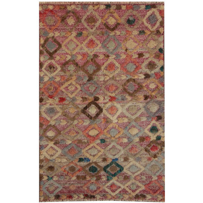 Geometric Hand Knotted 124cm X 195cm Area Rug