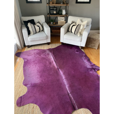 Handmade Dyed Purple Cowhide Rug
