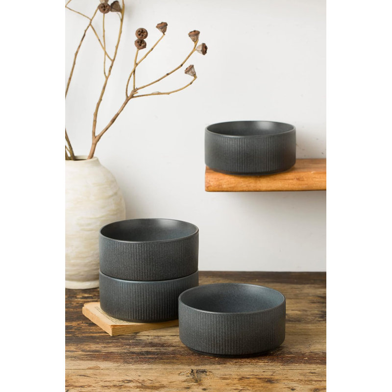 Ensemble de bols à céréales Artisan Handcrafted de 6 bols en grès réactif double de 6 oz pour la soupe, la salade, le dessert, le micro-ondes et le lave-vaisselle, vaisselle durable empilable