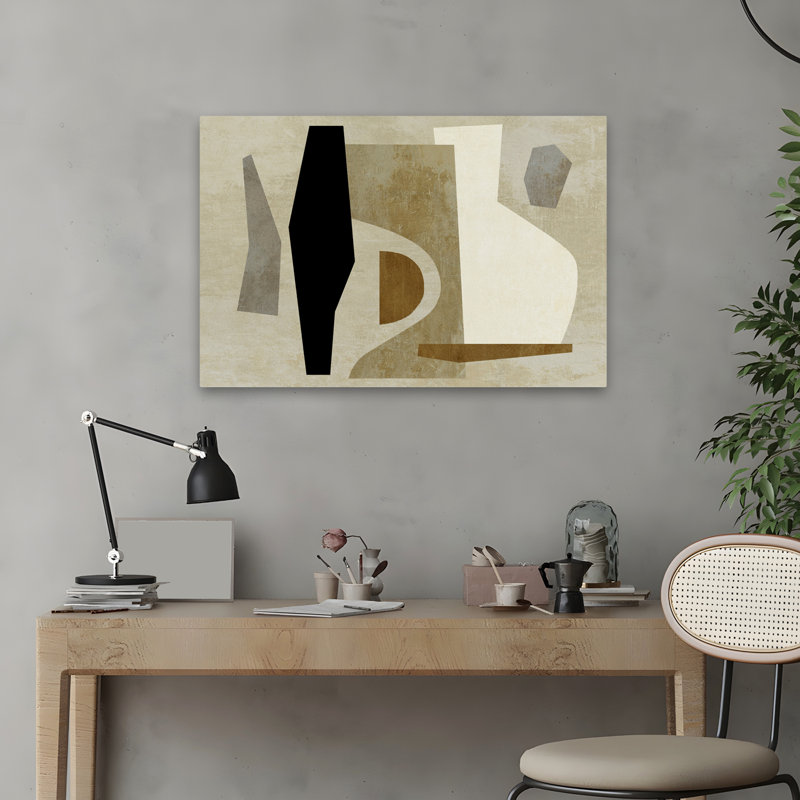 Collage n ° 31 - Abstrait minimaliste noir et gris, H 16 po x l 24 po