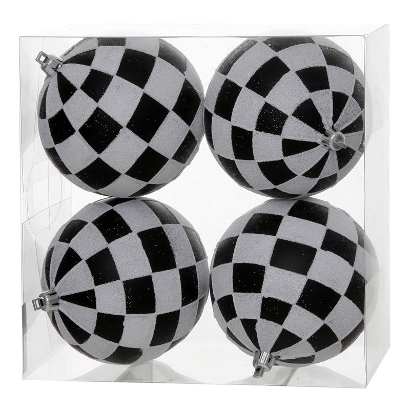 Ornement boule à carreaux, Noir / Blanc