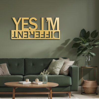 Yes I'm Different - Confident Quotes Modern Abstract Wall Accent Sculpture Hanging Decoration Metal Wall Decor