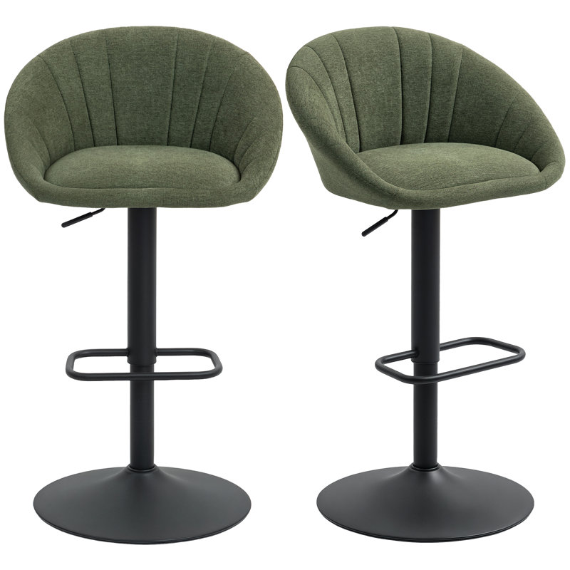Swivel Upholstered Adjustable Height Counter Stool with Metal Frame, Green