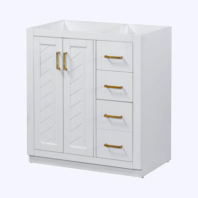 Ensemble de meuble-lavabo autoportant avec 3 tiroirs et portes à fermeture douce