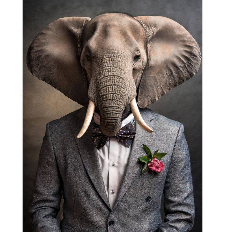 «Éléphant» sur toile, H 24 po x l 20 po