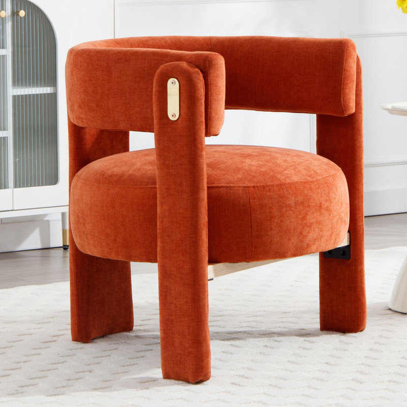 Accent Stool, Orange, Chenille