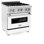 ZLINE 30 po. Cuisinière à double combustible Legacy en acier satiné avec porte et plaque chauffante blanc mat
