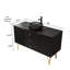 Meuble-lavabo 48 po avec lavabo rond en verre noir transparent
