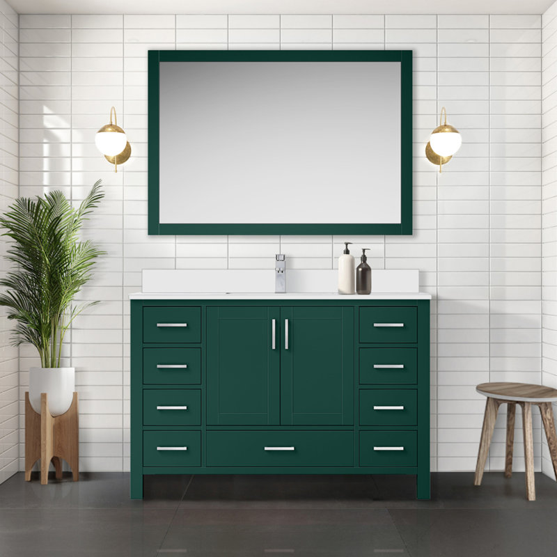 Green Bath Vanity 48 In. W X 22 In. D, With Cultured Marble Top, Green