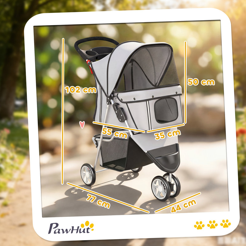 Foldable Pet Stroller, Grey