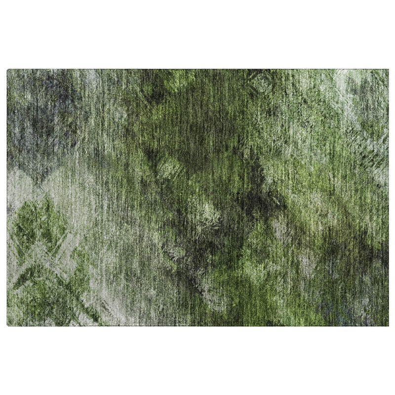 Tapis à poil long de qualité supérieure lavable à la machine ADS590, Green, 2'6" x 3'10"
