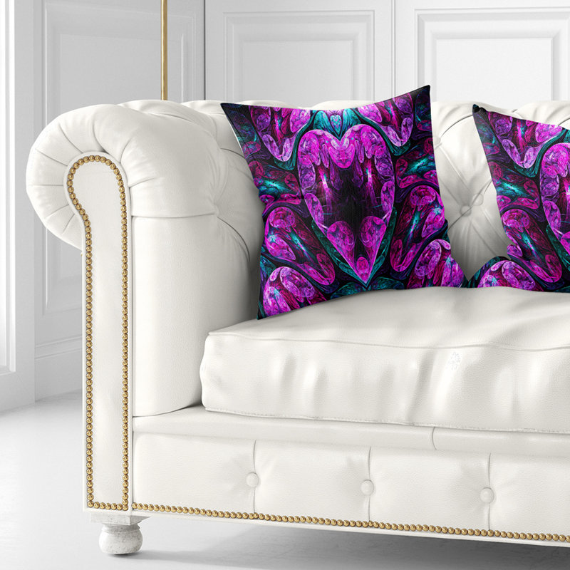 Coussin imprimé floral mauve avec motif floral, 16 po x 1 po, Coussin décoratif