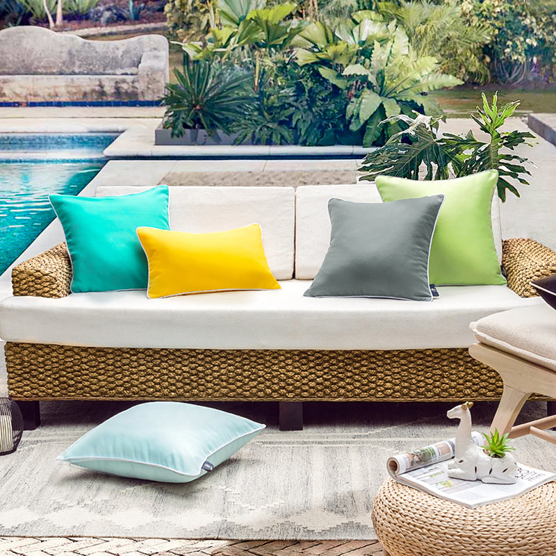 Phantoscope Outdoor Throw Pillow Cover & Insert Waterproof Decorative Pillows, Square 20", Turquoise, Polyester