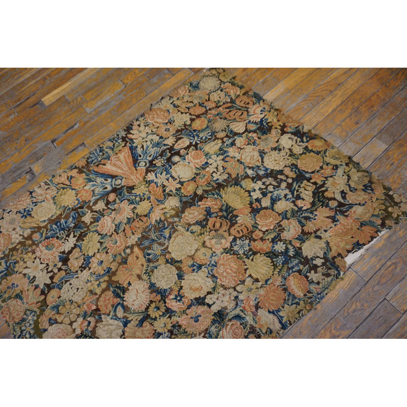 Antique Early 18th Century Floral English Needlepoint Rug