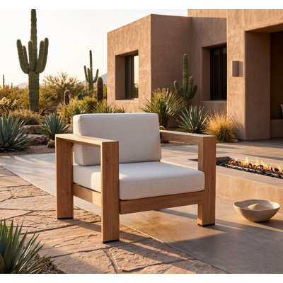 Chaise d'extérieur en aluminium à assemblage rapide, fauteuil en placage de grain de bois pour patio, fauteuil tubulaire triangulaire en aluminium à large accoudoir