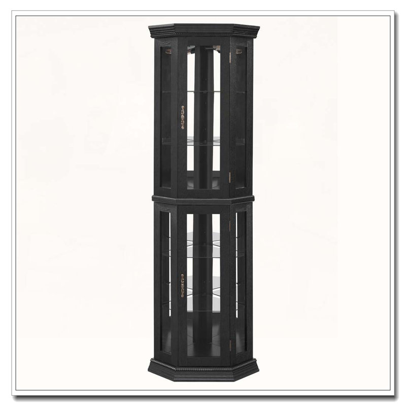 Lighted Corner Curio Cabinet, Black