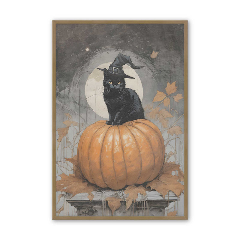 Halloween Whiskers Print, 15.25" H x 12.25" W, Brushed Gold