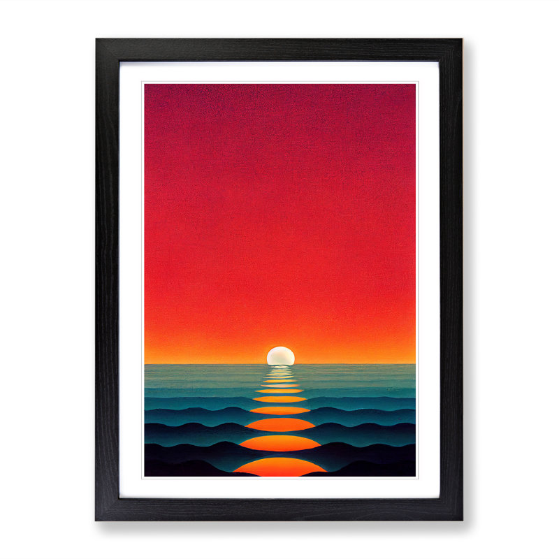 Carron Japanese Sunset In Abstract Vol.2 - Picture Frame Print, 46cm H x 2cm W x 3cm D, Oak