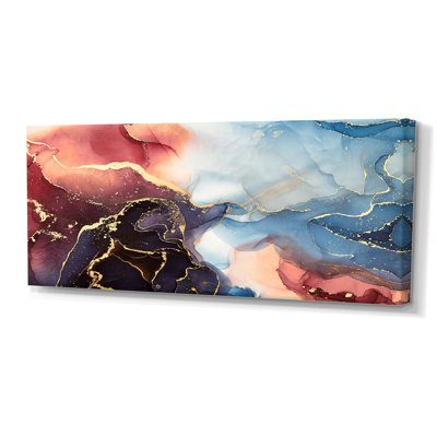 «Brown and Blue Luxury Abstract Fluid VI», peinture sur toile