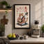 Cat with Stringed Instrument Japandi - Wrapped Canvas-449267788-449267792