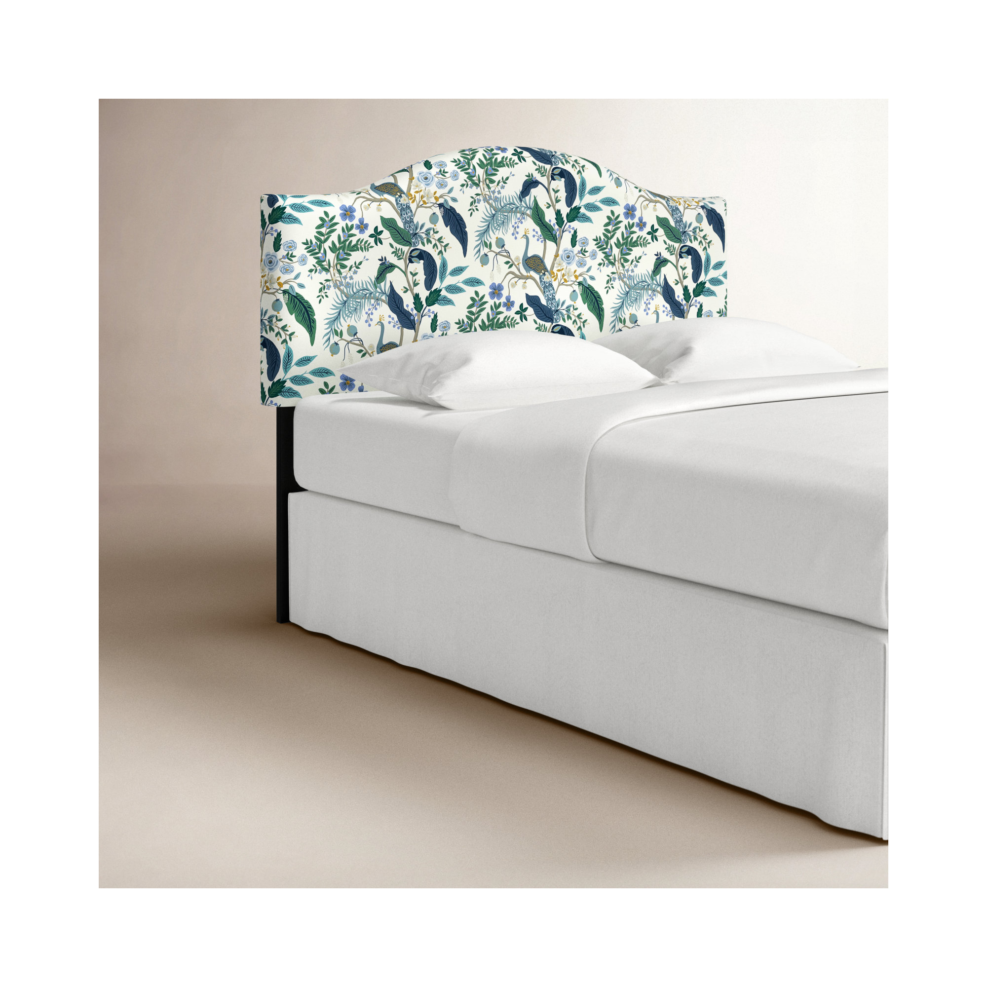 Rifle Paper Co. x Cloth & Company Mayfair Headboard, Queen, Blue Peacock
