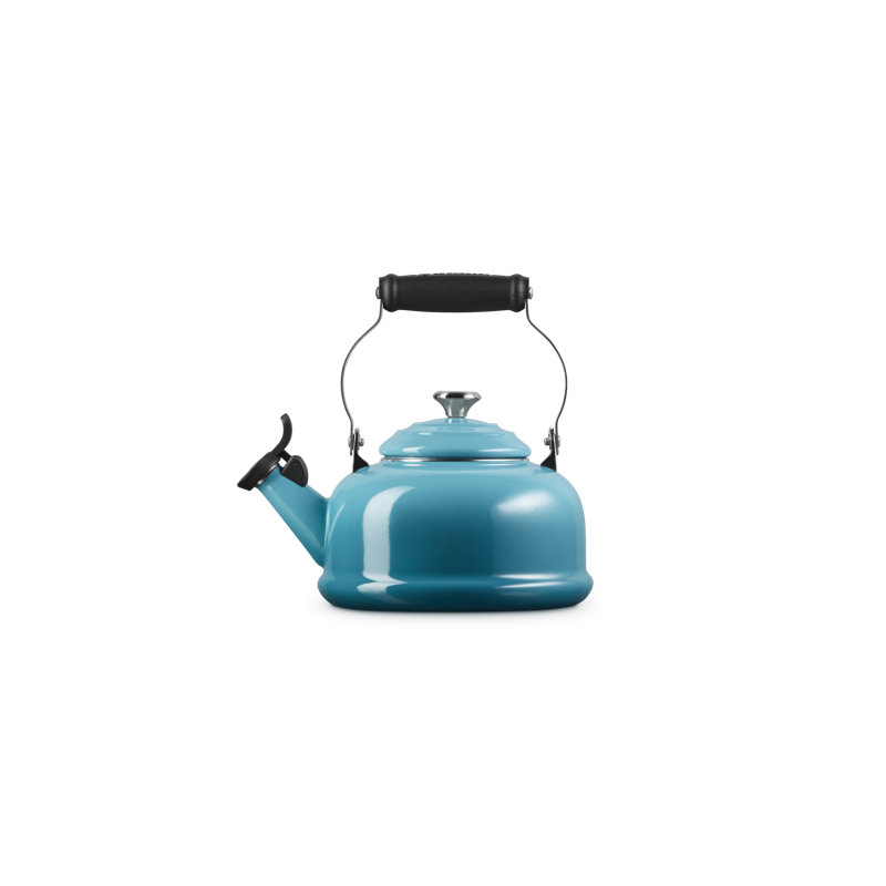 Caribbean Blue Enamel Steel Whistling Tea Kettle, 1.7 Qt.