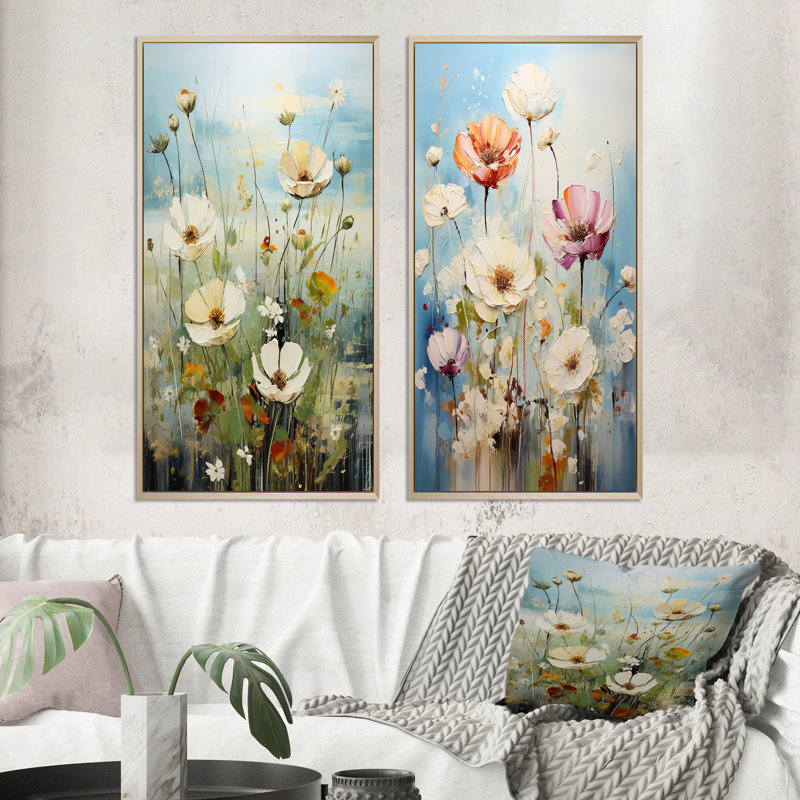 «Meadow Tranquil Bliss Mute» 2 pièces, H 32 po x l 32 po, Encadrement brun