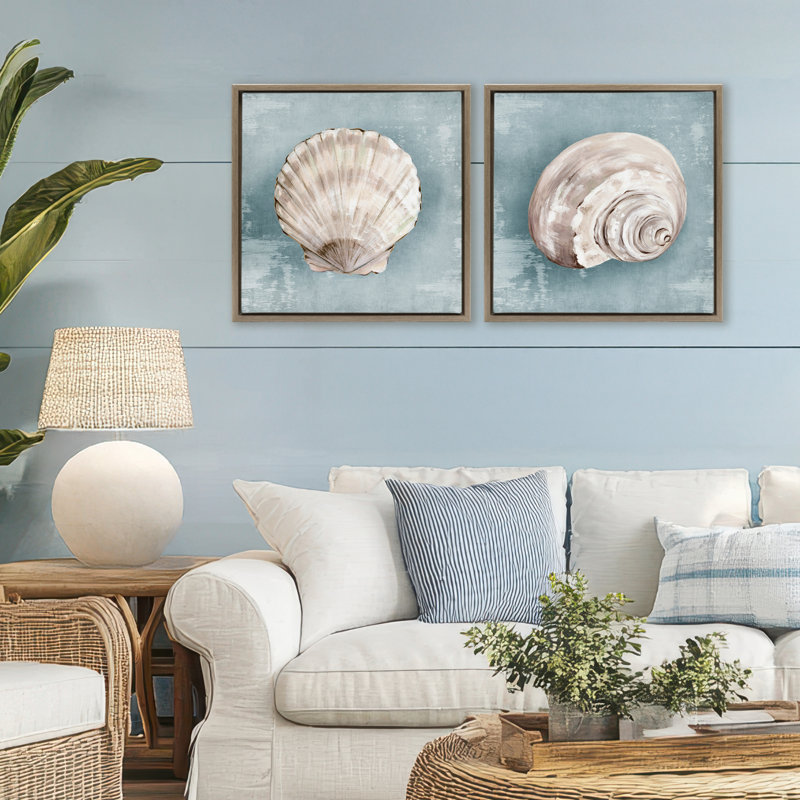 Ensemble de cadres flottants 2 pièces Seashell Whispers of Shore, design par Eli Jones, H 25 po x l 25 po