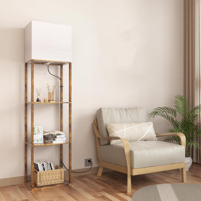 Lampe sur pied avec tablettes, lampe avec chargeur sans fil