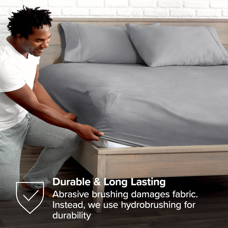 Deep Pocket Microfiber Brushed Fitted Sheet, Double (4'6), Grey