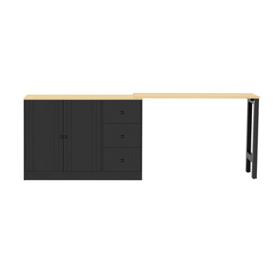 Buffet en bois de 89,7 po avec table coulissante de 47 po, rangement multifonctionnel, plancher stable et tiroir lisse, idéal pour le salon, la cuisine et l'espace de travail