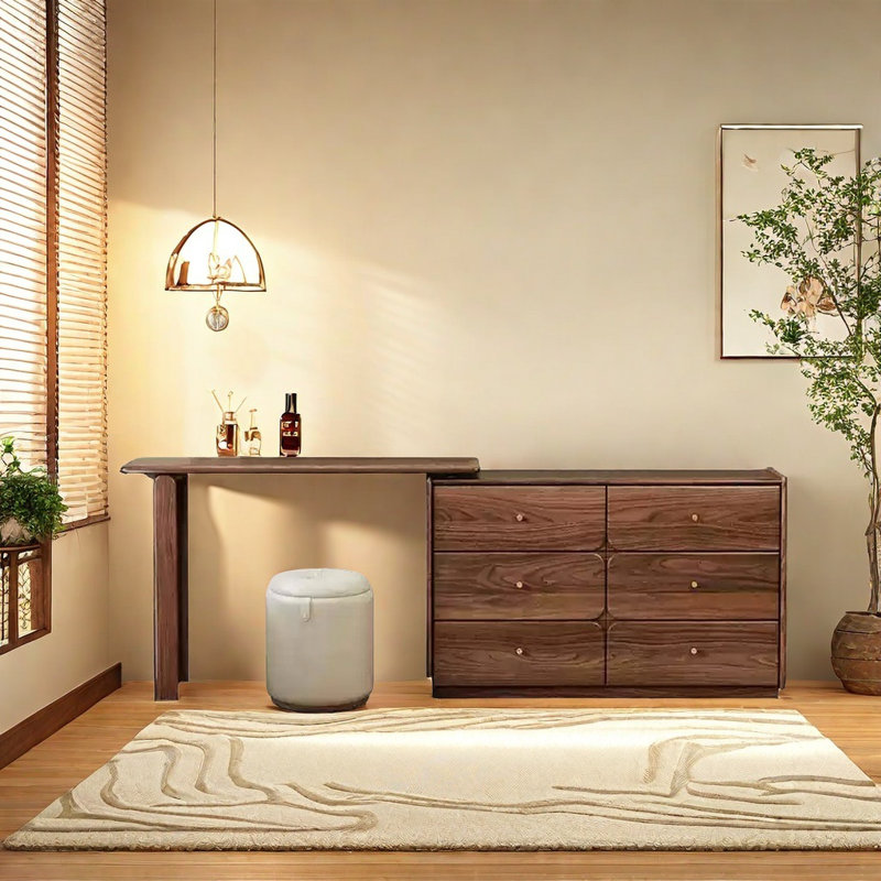 Commode en bois massif noir noyer